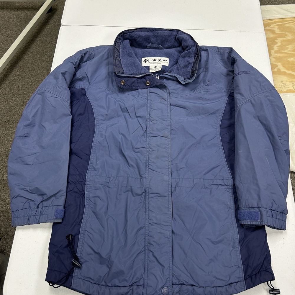 Columbia Winter Jacket Womens Medium Blue Fleece Lined Insulated Full Zip E2